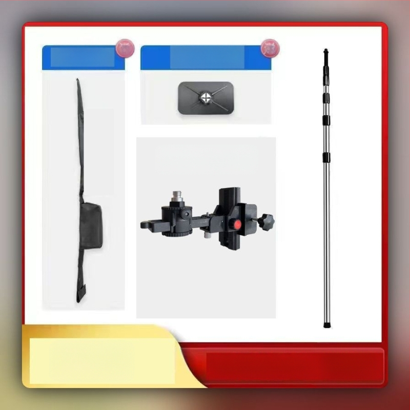 Лазерен нивелир трипод с регулируем повдигащ механизъм, инфрачервен държач, подсилен разтегателен прът и универсален таванен монтаж