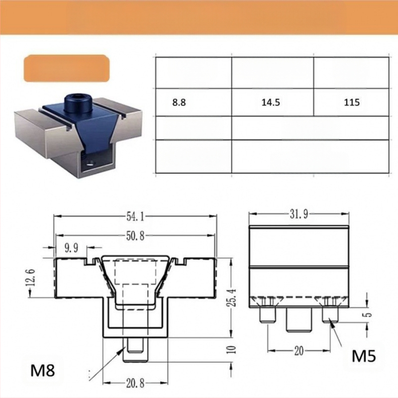 Lydinio stoties fiksatorius – daugiafunkcinis krašto fiksatorius su spaustuvu, magnetinis atsparumas, vienpusis dizainas