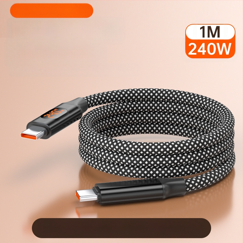 65W skaitmeninis kabelis su ekranu, 4-in-1 USB-C ir Lightning, cinko lydinys, dviejų išėjimų