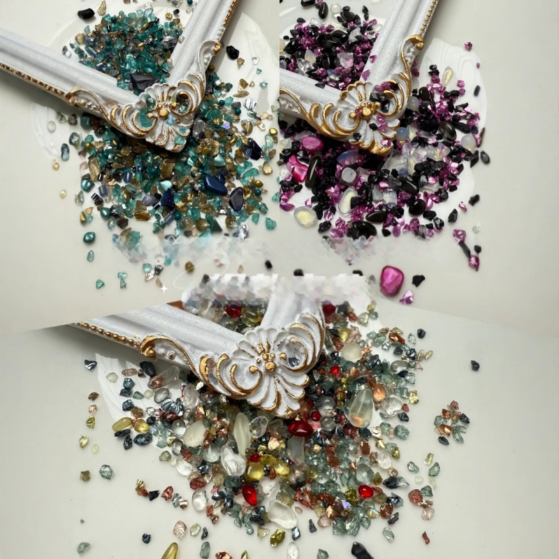 Set staklenih ukrasa za nokte – Storm serija, uzorci: ruža, tulipan, školjka, mašna, zvjezdice, za DIY nokte i rukotvorine