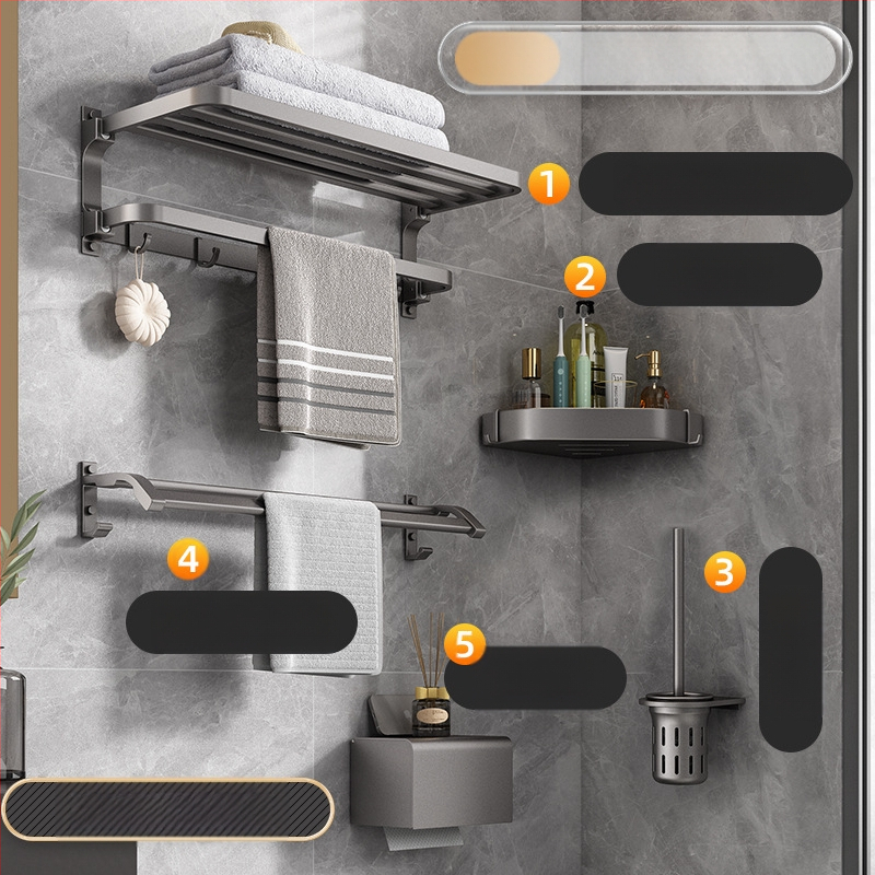 Space aliuminio rankšluosčių laikiklis, sieninis be skylu, 2 sluoksniai, apkrova >15 kg, 2023 m. naujai patobulintas dvigubo sulankstymo modelis, paviršiaus purškimo danga