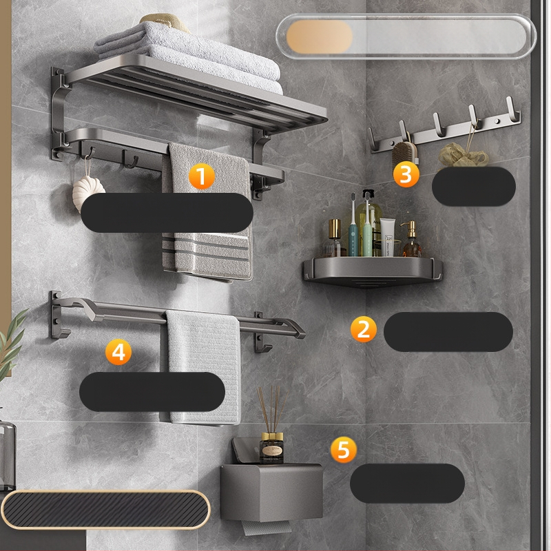 Space aliuminio rankšluosčių laikiklis, sieninis be skylu, 2 sluoksniai, apkrova >15 kg, 2023 m. naujai patobulintas dvigubo sulankstymo modelis, paviršiaus purškimo danga