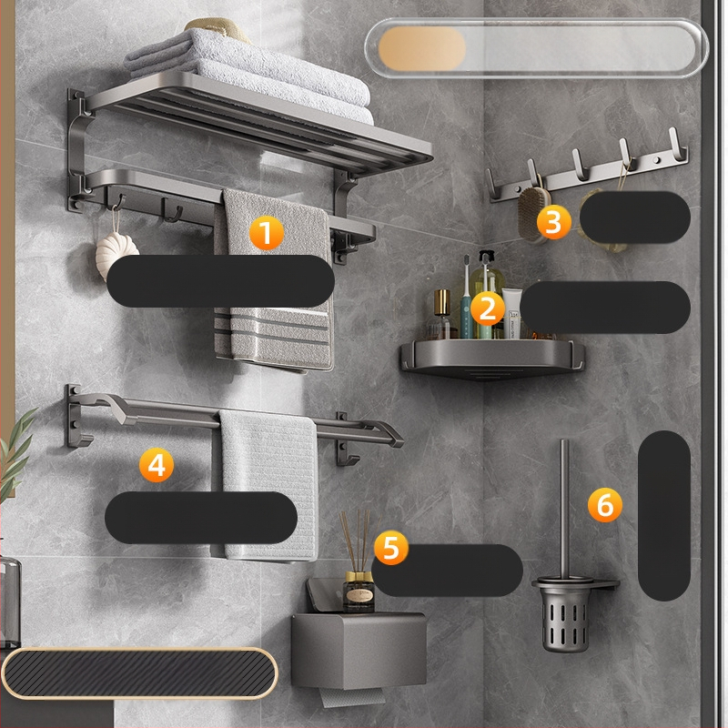 Space aliuminio rankšluosčių laikiklis, sieninis be skylu, 2 sluoksniai, apkrova >15 kg, 2023 m. naujai patobulintas dvigubo sulankstymo modelis, paviršiaus purškimo danga