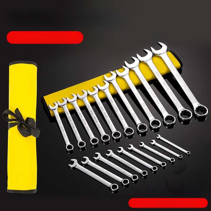 Комплект гаечни ключове, 14 части, комбиниран тип, с открит край