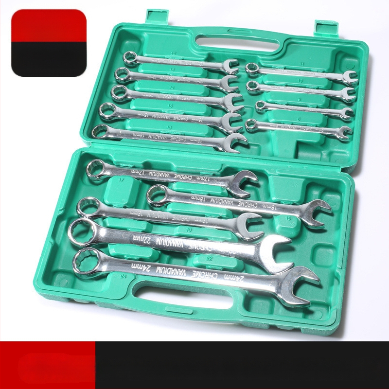 Комплект гаечни ключове, 14 части, комбиниран тип, с открит край