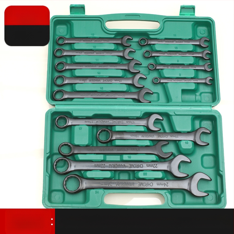 Комплект гаечни ключове, 14 части, комбиниран тип, с открит край