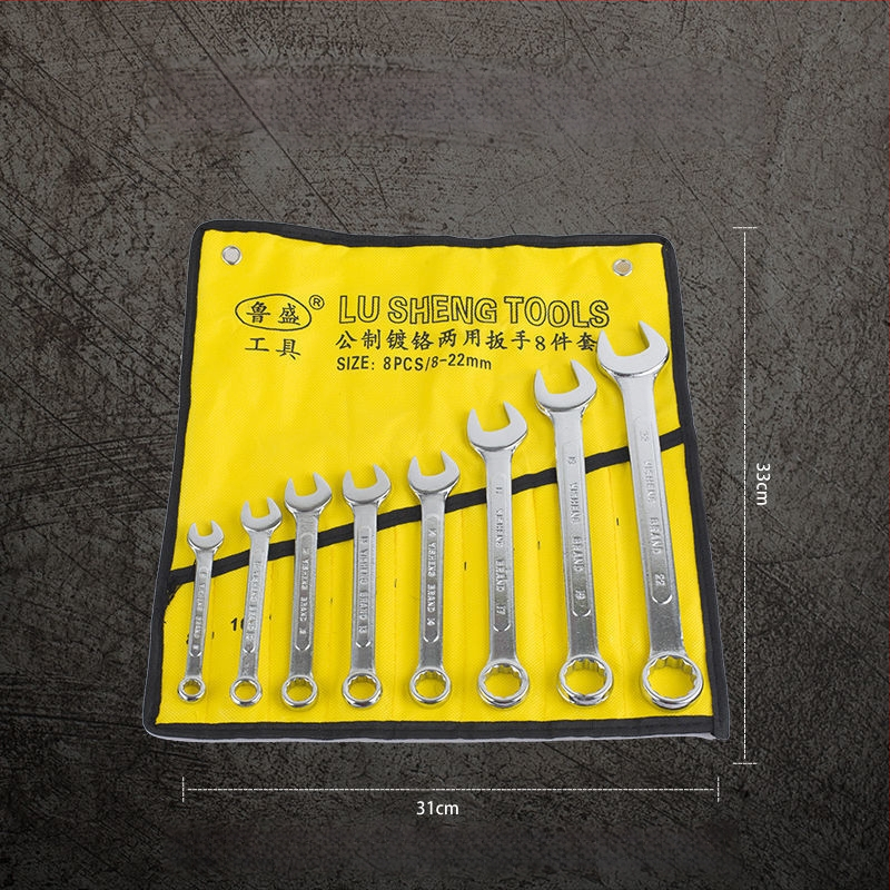 Комплект гаечни ключове, 14 части, комбиниран тип, с открит край