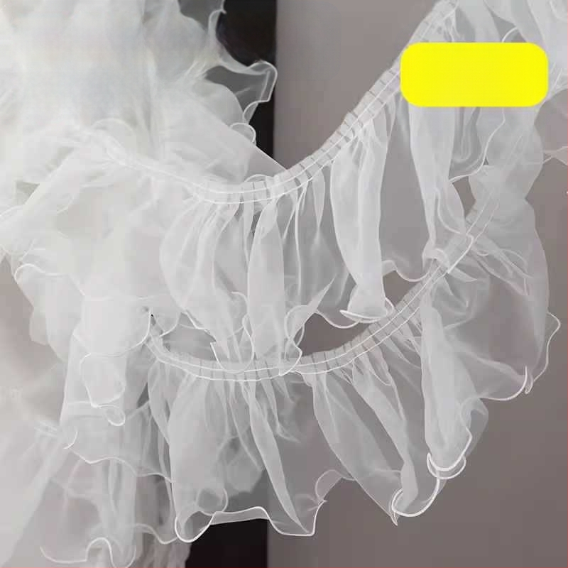 Прозрачен дантелен кант с шестоъгълна мрежа и полиестерна нишка, голям вълнообразен дизайн за занаяти