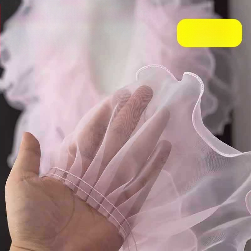 Прозрачен дантелен кант с шестоъгълна мрежа и полиестерна нишка, голям вълнообразен дизайн за занаяти