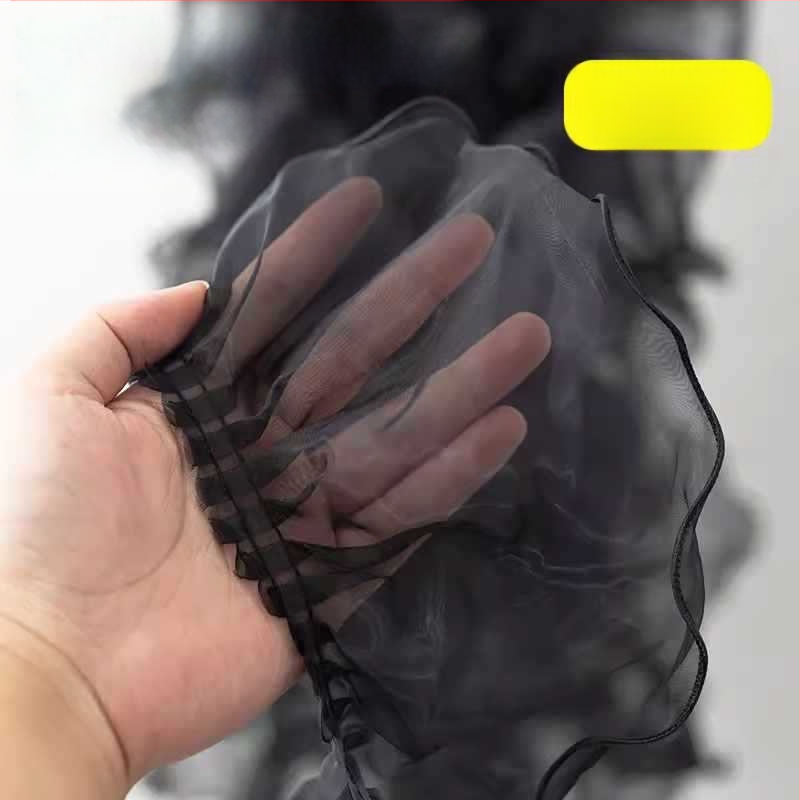 Прозрачен дантелен кант с шестоъгълна мрежа и полиестерна нишка, голям вълнообразен дизайн за занаяти