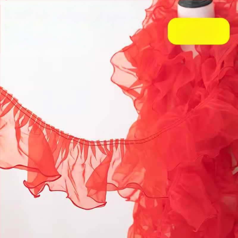 Прозрачен дантелен кант с шестоъгълна мрежа и полиестерна нишка, голям вълнообразен дизайн за занаяти