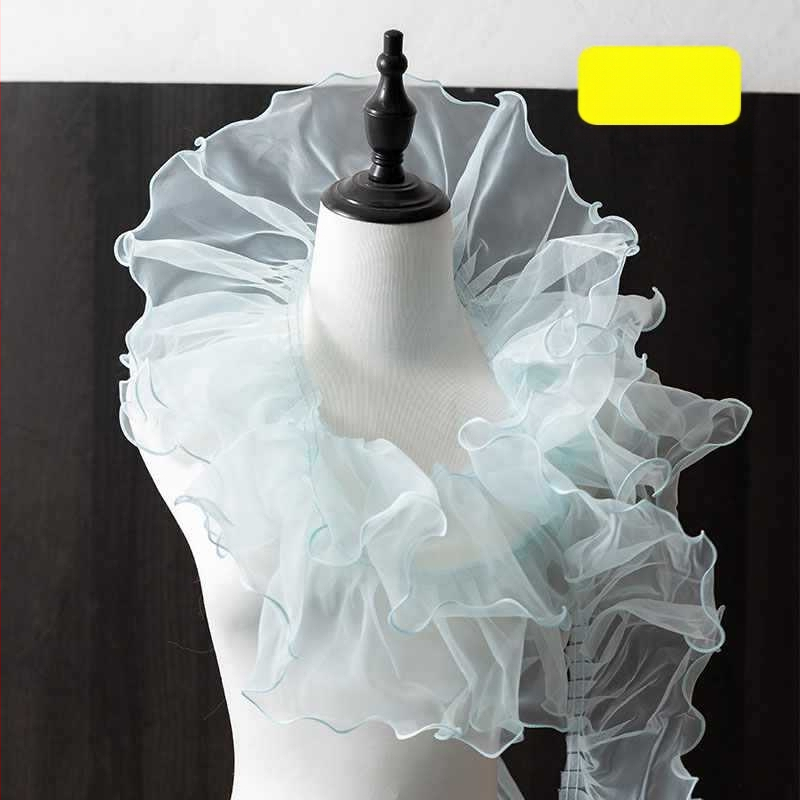 Прозрачен дантелен кант с шестоъгълна мрежа и полиестерна нишка, голям вълнообразен дизайн за занаяти