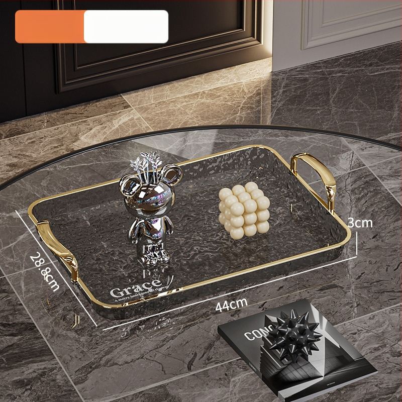 Kvadratinė serviravimo padėklas su rankenėle, iš PET+ABS, šiuolaikiškas minimalistinis stilius, atspari kritimams.