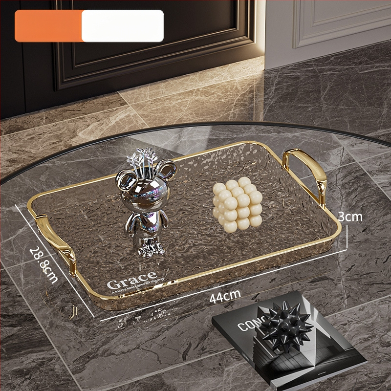 Kvadratinė serviravimo padėklas su rankenėle, iš PET+ABS, šiuolaikiškas minimalistinis stilius, atspari kritimams.