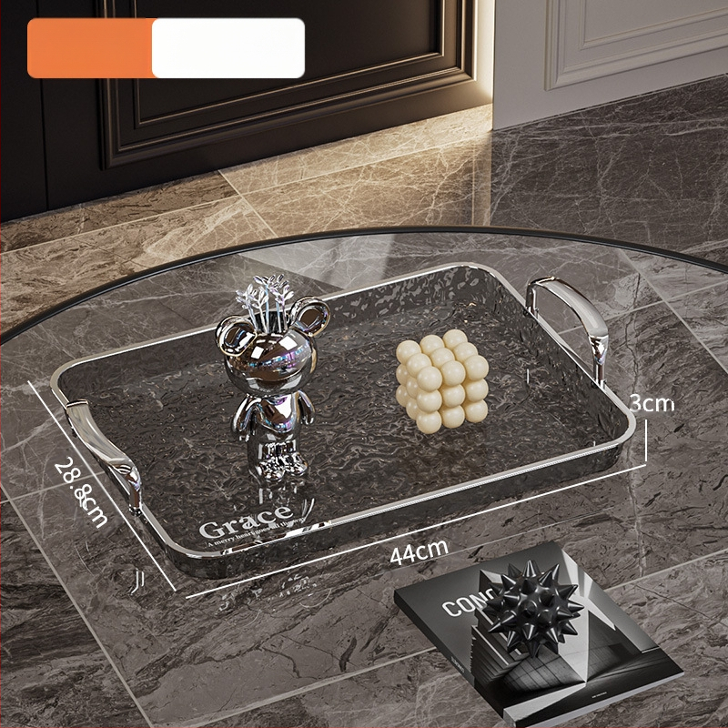 Kvadratinė serviravimo padėklas su rankenėle, iš PET+ABS, šiuolaikiškas minimalistinis stilius, atspari kritimams.