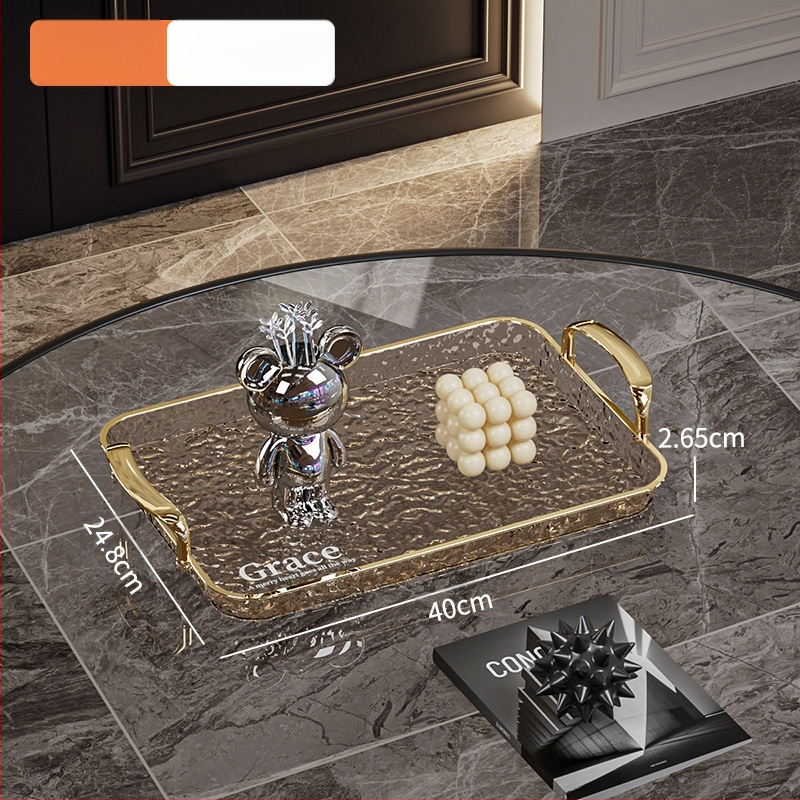 Kvadratinė serviravimo padėklas su rankenėle, iš PET+ABS, šiuolaikiškas minimalistinis stilius, atspari kritimams.