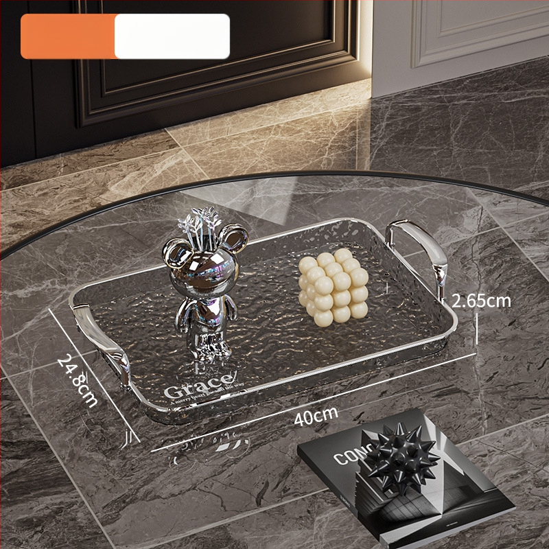 Kvadratinė serviravimo padėklas su rankenėle, iš PET+ABS, šiuolaikiškas minimalistinis stilius, atspari kritimams.