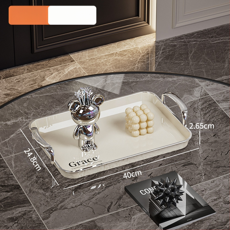 Kvadratinė serviravimo padėklas su rankenėle, iš PET+ABS, šiuolaikiškas minimalistinis stilius, atspari kritimams.