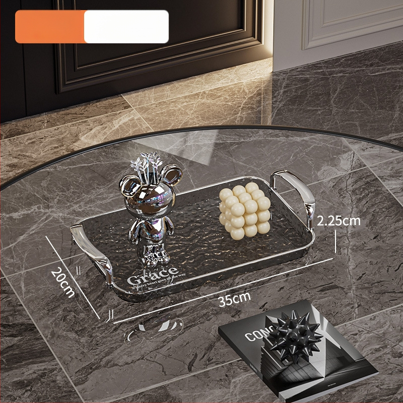 Kvadratinė serviravimo padėklas su rankenėle, iš PET+ABS, šiuolaikiškas minimalistinis stilius, atspari kritimams.