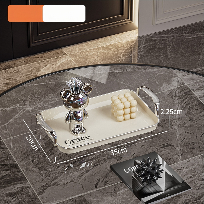 Kvadratinė serviravimo padėklas su rankenėle, iš PET+ABS, šiuolaikiškas minimalistinis stilius, atspari kritimams.