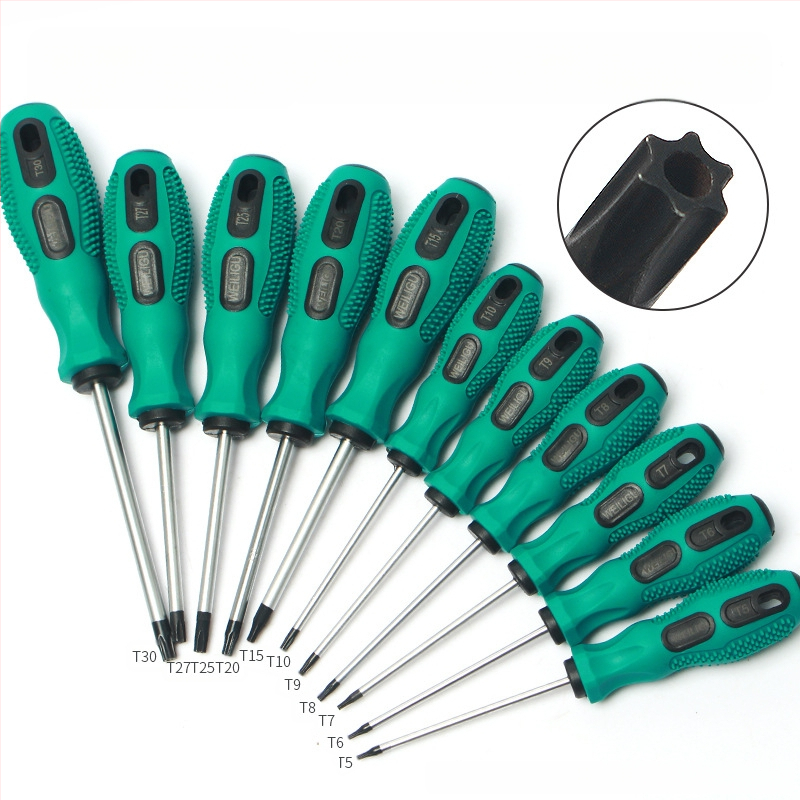Дълъг комплект битове за отвертка с магнитен връх — Торкс (T5, T8, T27, T30) и шестогранни битове, въглеродна стомана