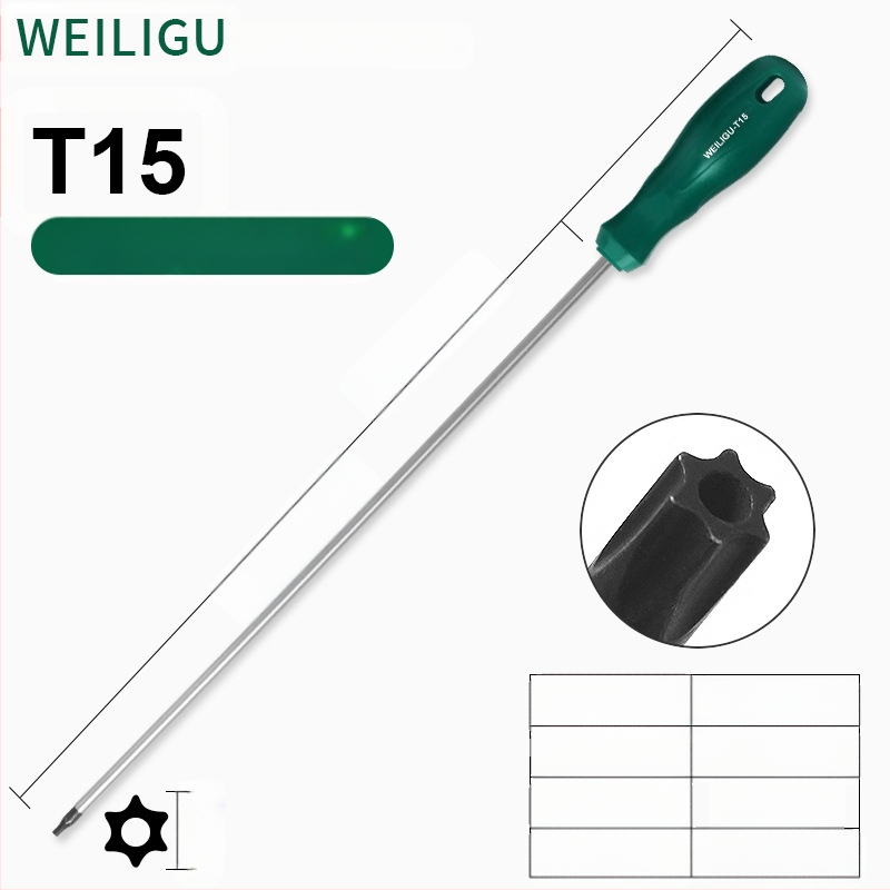 Дълъг комплект битове за отвертка с магнитен връх — Торкс (T5, T8, T27, T30) и шестогранни битове, въглеродна стомана