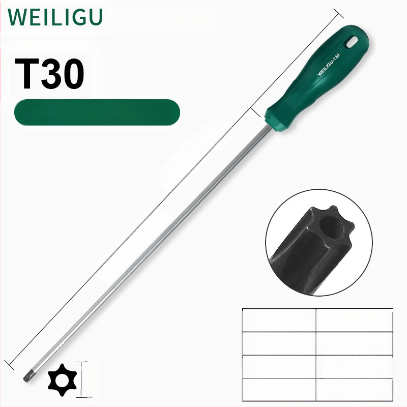 Дълъг комплект битове за отвертка с магнитен връх — Торкс (T5, T8, T27, T30) и шестогранни битове, въглеродна стомана