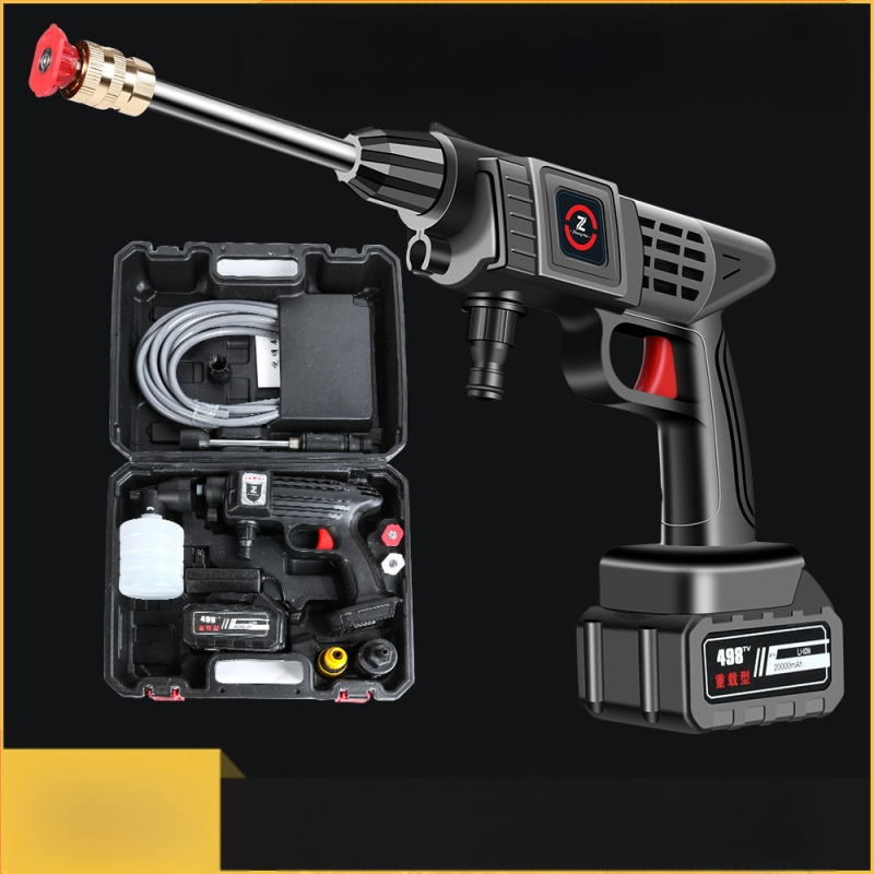 Bevielė nešiojama aukšto slėgio plovimo purkštukas automobilių valymui, 21V baterija, iki 30 bar, modelis 001, svoris 1,2 kg