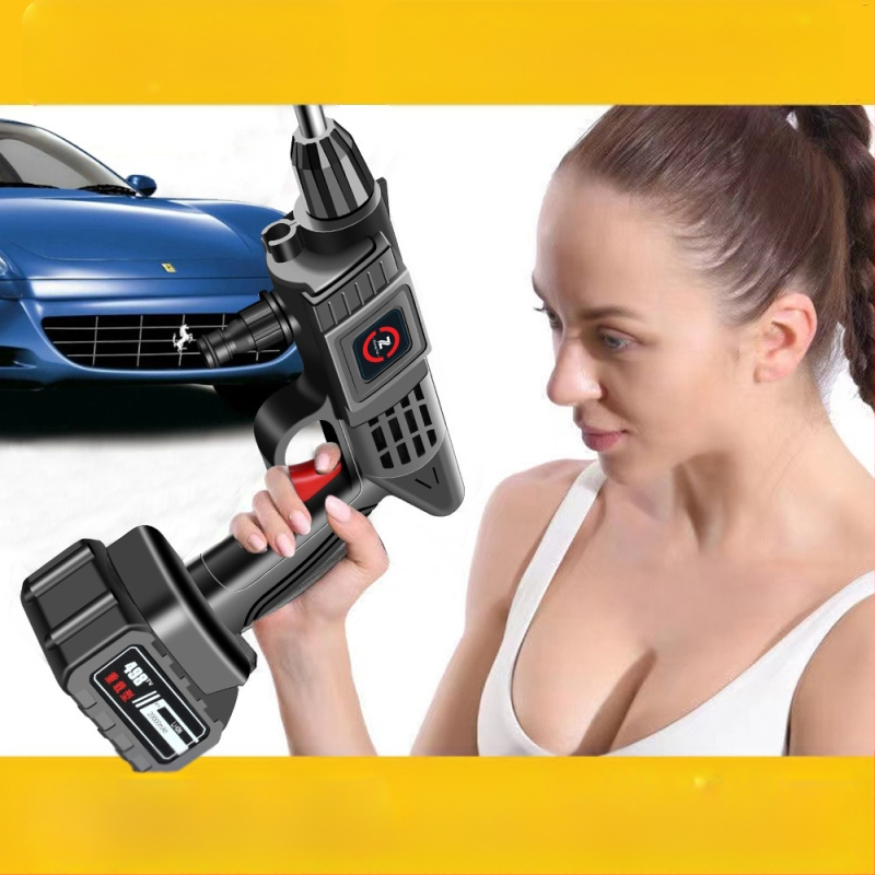 Bevielė nešiojama aukšto slėgio plovimo purkštukas automobilių valymui, 21V baterija, iki 30 bar, modelis 001, svoris 1,2 kg