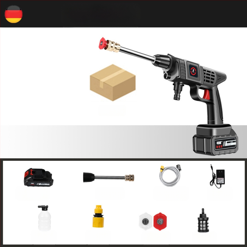 Bevielė nešiojama aukšto slėgio plovimo purkštukas automobilių valymui, 21V baterija, iki 30 bar, modelis 001, svoris 1,2 kg