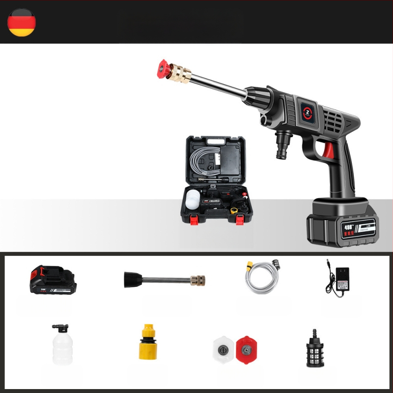 Bevielė nešiojama aukšto slėgio plovimo purkštukas automobilių valymui, 21V baterija, iki 30 bar, modelis 001, svoris 1,2 kg