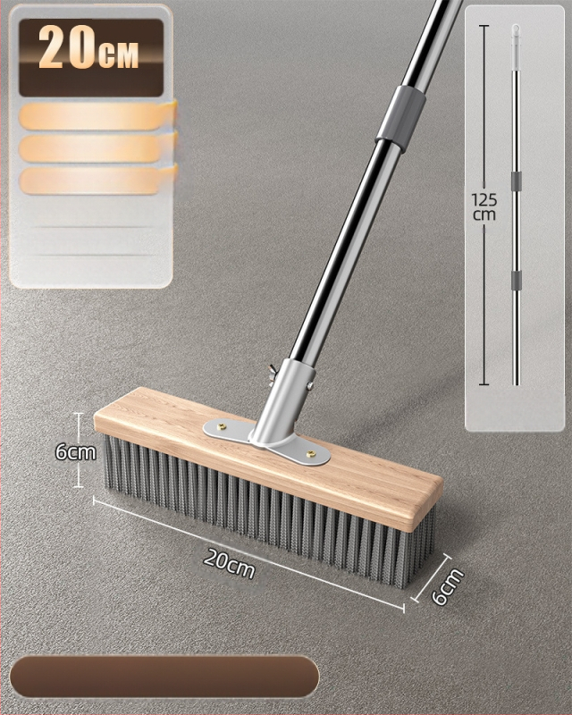 Nerūdijančio plieno vielinė grindų šluota su ilga rankena lauko sammalų šalinimui