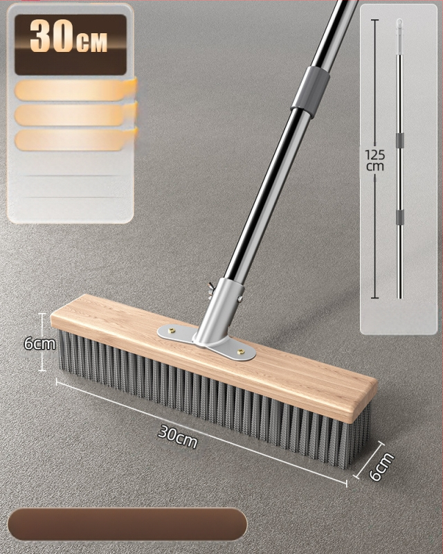 Nerūdijančio plieno vielinė grindų šluota su ilga rankena lauko sammalų šalinimui