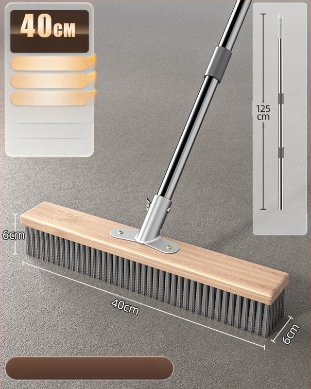 Nerūdijančio plieno vielinė grindų šluota su ilga rankena lauko sammalų šalinimui