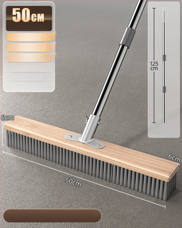 Nerūdijančio plieno vielinė grindų šluota su ilga rankena lauko sammalų šalinimui