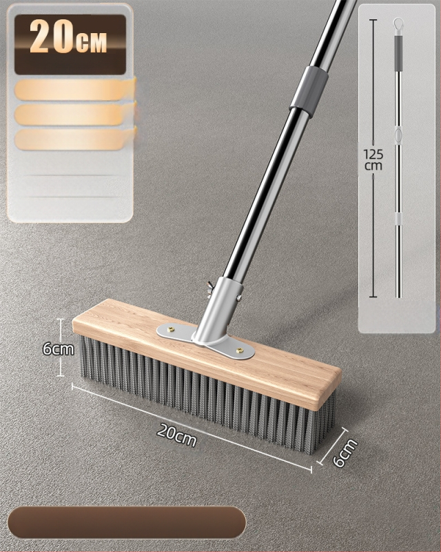 Nerūdijančio plieno vielinė grindų šluota su ilga rankena lauko sammalų šalinimui