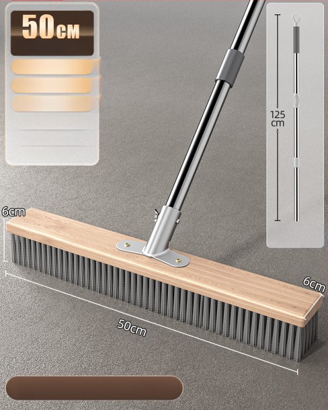 Nerūdijančio plieno vielinė grindų šluota su ilga rankena lauko sammalų šalinimui