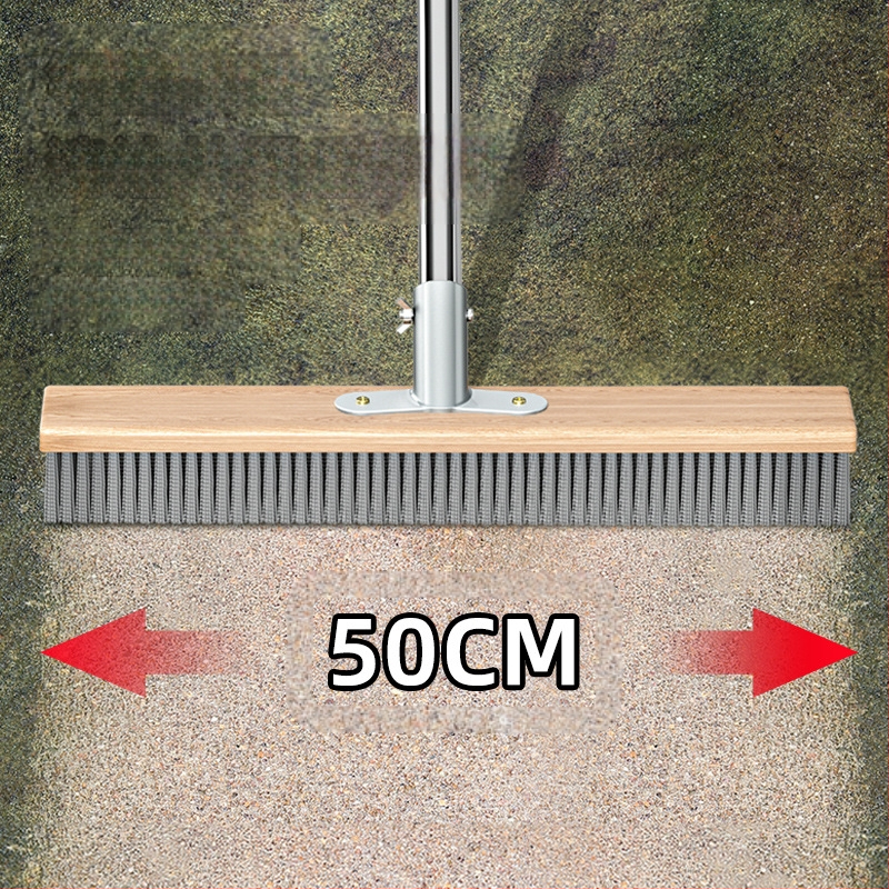 Nerūdijančio plieno vielinė grindų šluota su ilga rankena lauko sammalų šalinimui