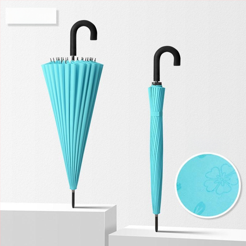 Umbrelă cu mâner lung, cadru cu 12 spițe, țesătură din nylon 170T, spițe din silicon, mâner din aluminiu, deschidere manuală