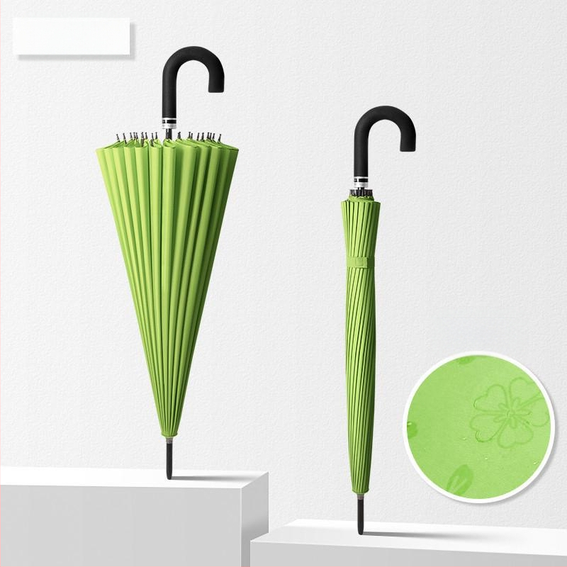 Umbrelă cu mâner lung, cadru cu 12 spițe, țesătură din nylon 170T, spițe din silicon, mâner din aluminiu, deschidere manuală