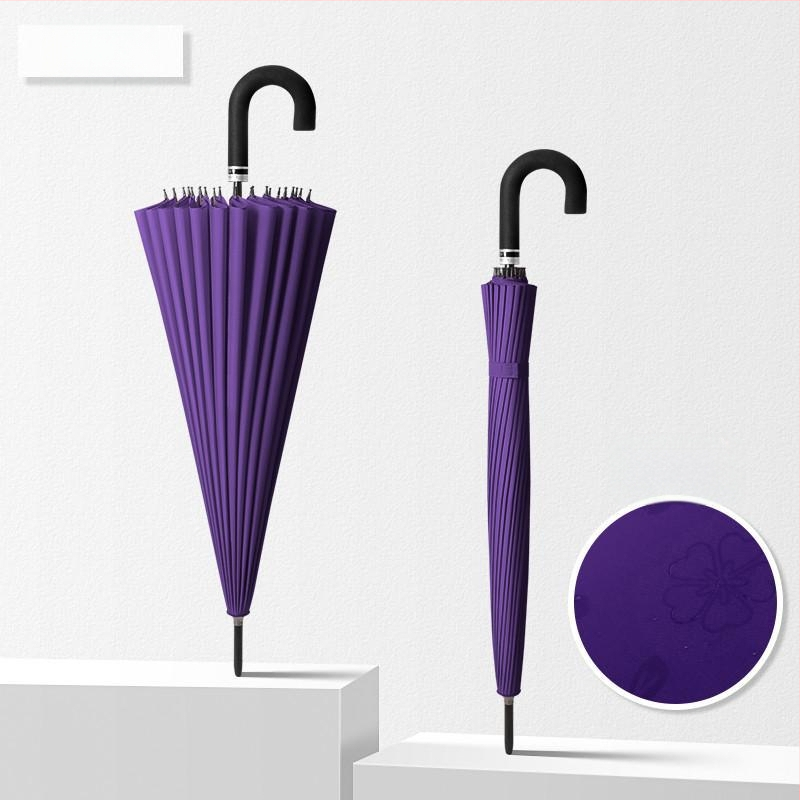 Umbrelă cu mâner lung, cadru cu 12 spițe, țesătură din nylon 170T, spițe din silicon, mâner din aluminiu, deschidere manuală