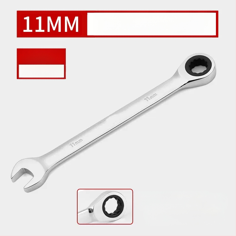 Dviejų galų racijos raktas, chromuota paviršiaus, chromo-vanadžio plienas, svoris 0.7