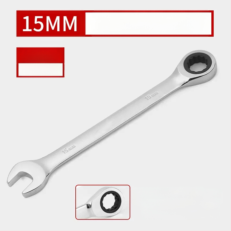 Dviejų galų racijos raktas, chromuota paviršiaus, chromo-vanadžio plienas, svoris 0.7