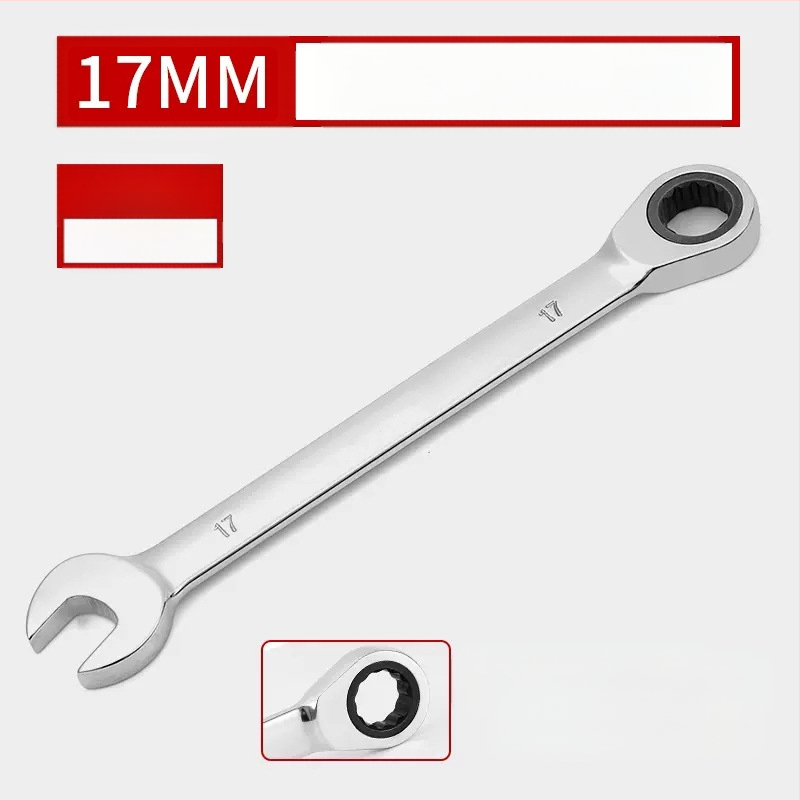 Dviejų galų racijos raktas, chromuota paviršiaus, chromo-vanadžio plienas, svoris 0.7