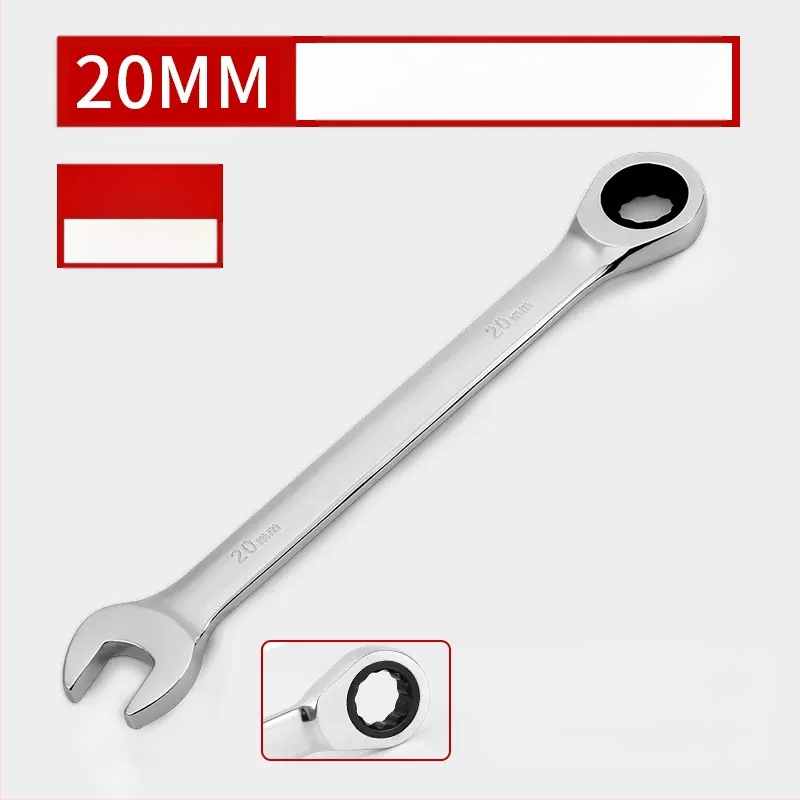 Dviejų galų racijos raktas, chromuota paviršiaus, chromo-vanadžio plienas, svoris 0.7