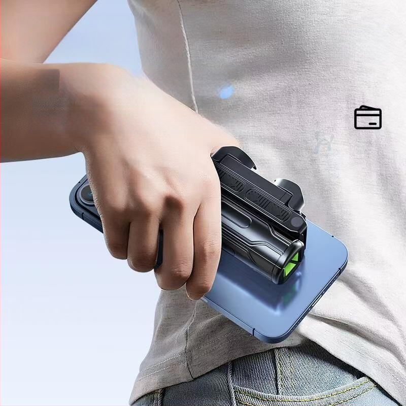 Mini belaidė Bluetooth selfie lazda telefonui su keturių kojų statyvu, teleskopinė, vaizdo stabilizacija, įmontuotas apšvietimas, medžiaga aliuminio lydinys + ABS