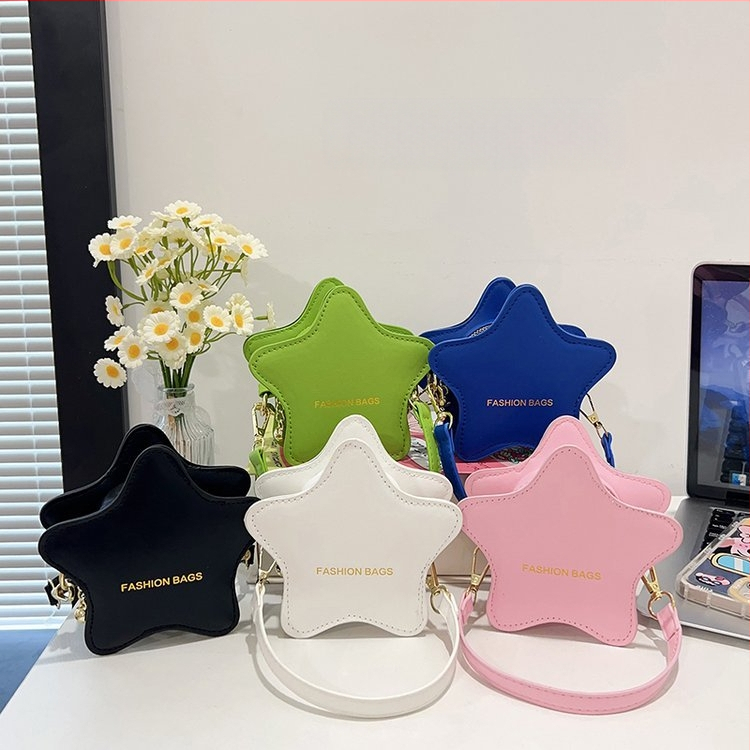 Τσαντάκι ώμου με αστέρι, PU υλικό, ελαφρύ, παιδικό και χαριτωμένο στυλ, γεωμετρικό μοτίβο, κατάλληλο για μαθητές δημοτικού