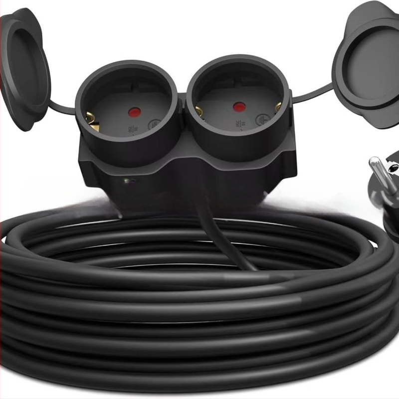 MT Y formos pratęsimo laidas su dviem kištukais, lauko naudojimui atsparus vandeniui, PVC apvalkalas, CE sertifikatas, 3C 2011010101472172