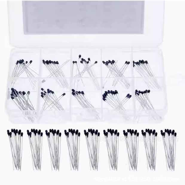 MF52 NTC термистор, глава за измерване, отрицателен температурен коефициент, 1 kΩ–100 kΩ, 100 бр., смесени спецификации