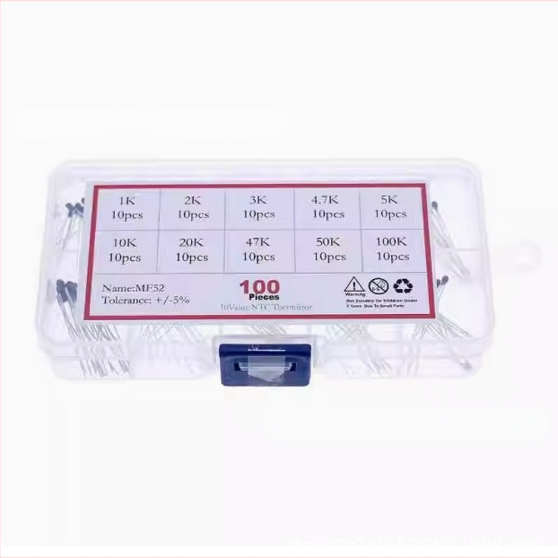 MF52 NTC термистор, глава за измерване, отрицателен температурен коефициент, 1 kΩ–100 kΩ, 100 бр., смесени спецификации